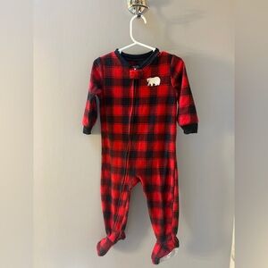 18 month fleecy footie Jammie’s buffalo plaid with polar bear detail.